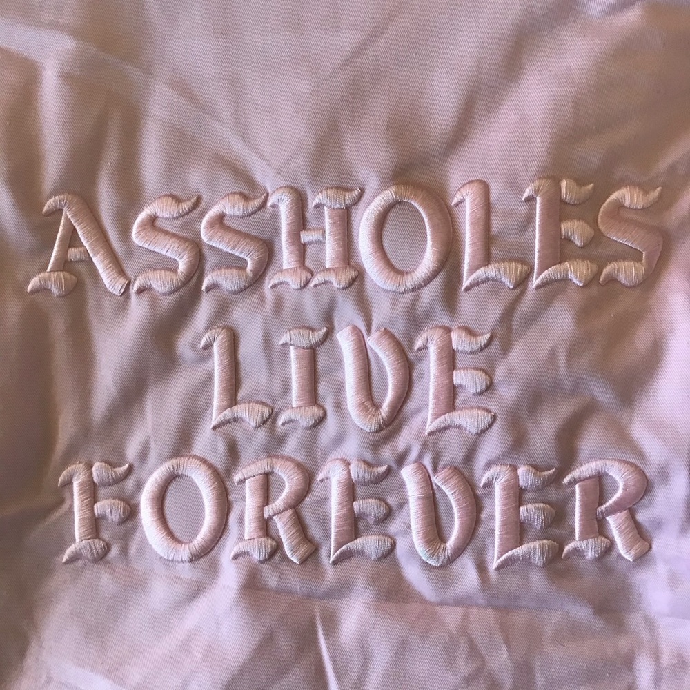 NEW A$$holes Live Forever Pink Puffer Hoodie Jacket (S)